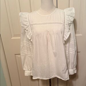 Madewell Ivory Ruffle Sleeve Blouse